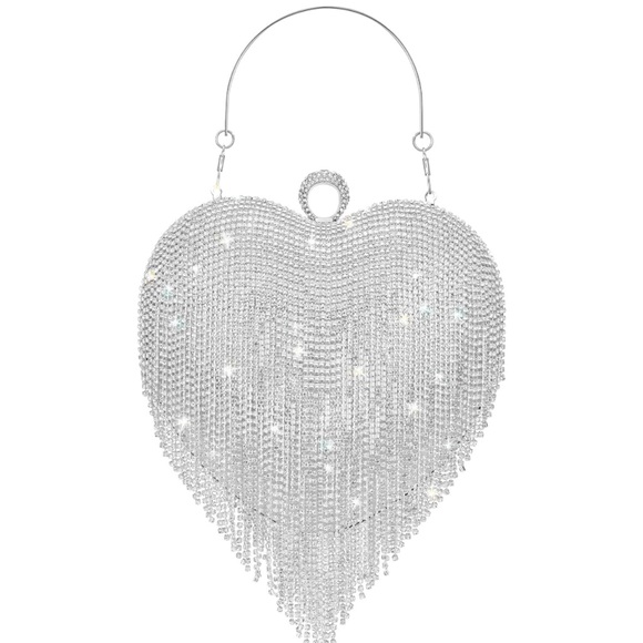 Dazzling heart-shaped clutch bag